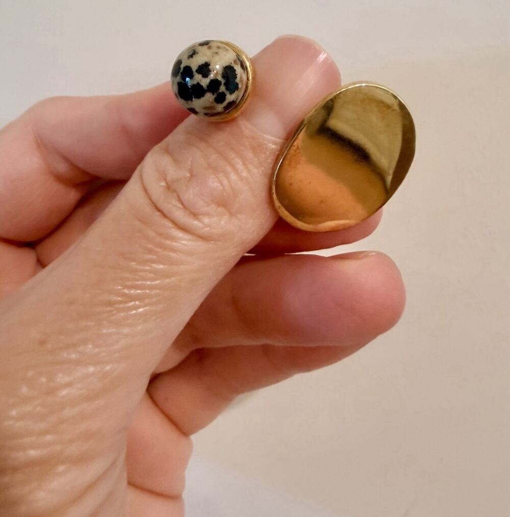 Quarry NY Jasper Double Ring by Ninh Wysocan Brass Minimalist Open Band